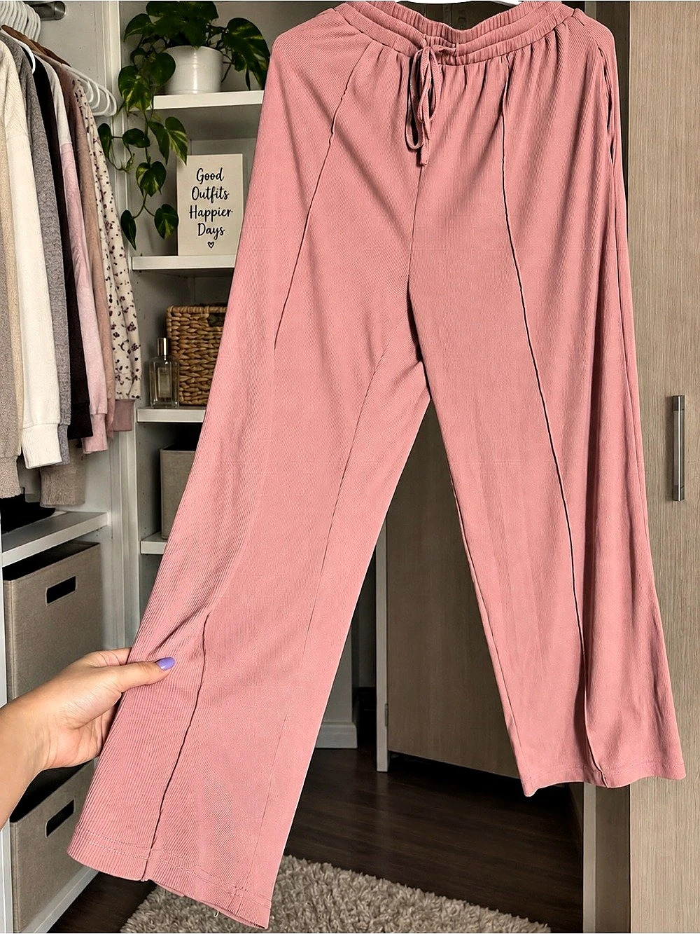 Wide Leg Pants in Pink Size Large